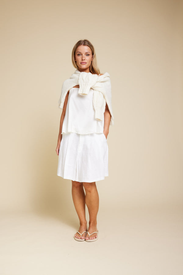 Line Of Oslo School Linen Skirt Skirt White 001