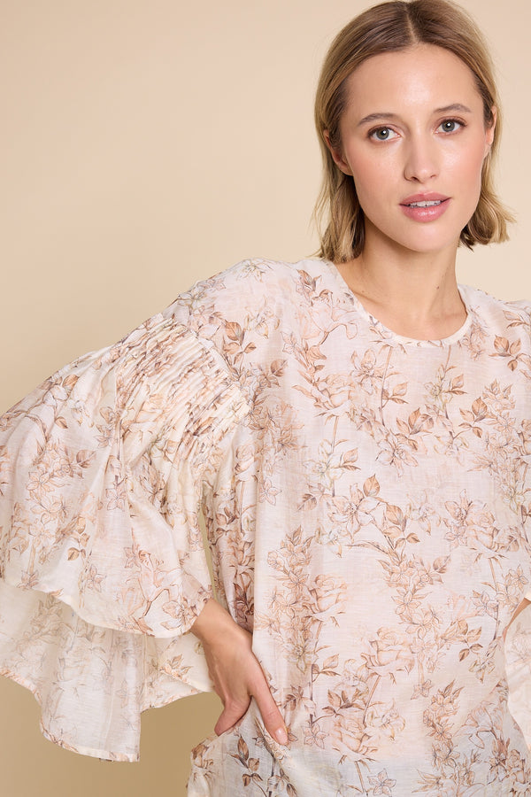 Line Of Oslo Sienna Flower Top Blouse Nude 062