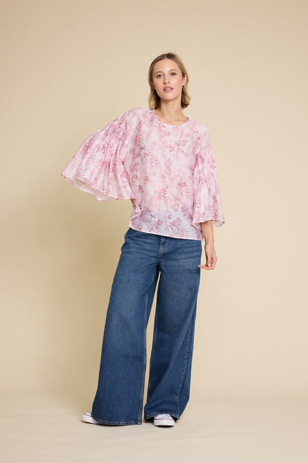 Line Of Oslo Sienna Flower Top Blouse Pink 002