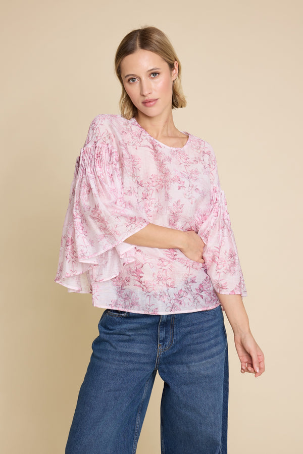 Line Of Oslo Sienna Flower Top Blouse Pink 002