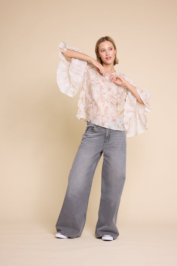 Line Of Oslo Sienna Flower Top Blouse Nude 062