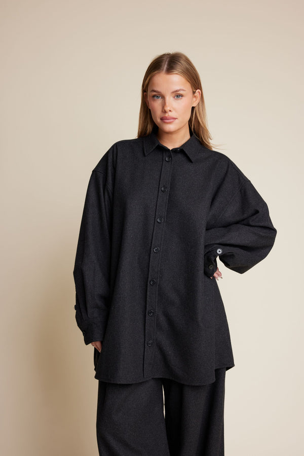Line Of Oslo Stella Wool Shirt Shirt Antracite 004