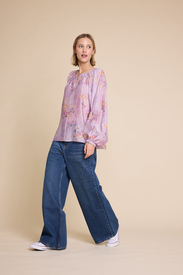 Line Of Oslo Tessa Print Top Blouse Pink 002