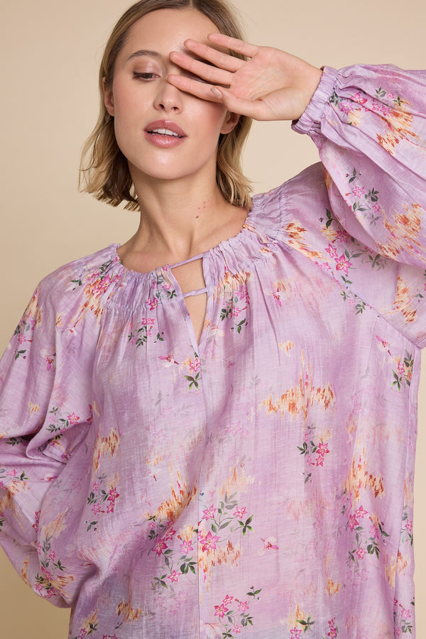 Line Of Oslo Tessa Print Top Blouse Pink 002