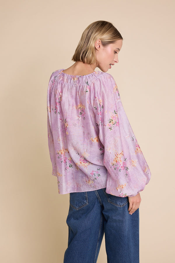 Line Of Oslo Tessa Print Top Blouse Pink 002