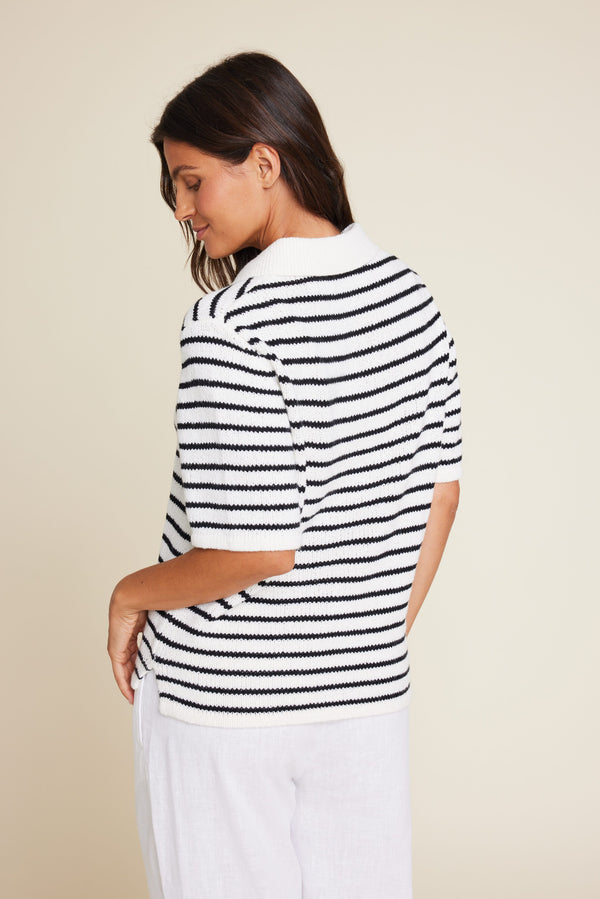 Line Of Oslo Yasmin Knitted T-shirt Knitwear Stripe 100