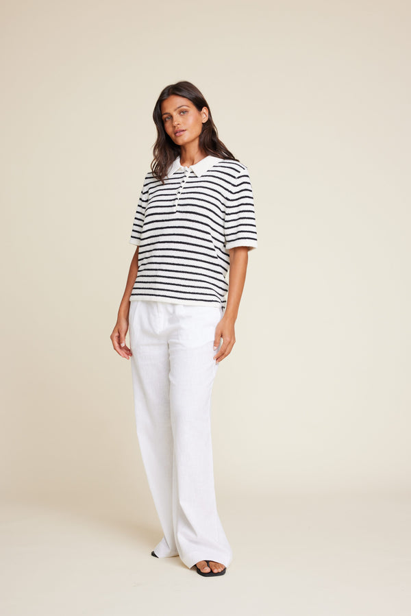 Line Of Oslo Yasmin Knitted T-shirt Knitwear Stripe 100