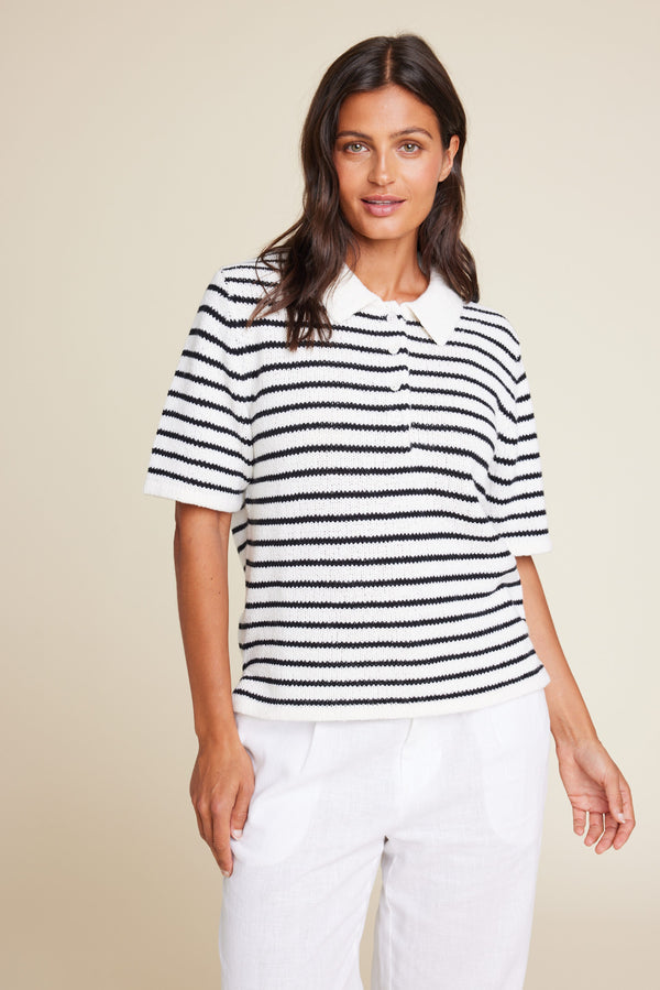 Line Of Oslo Yasmin Knitted T-shirt Knitwear Stripe 100