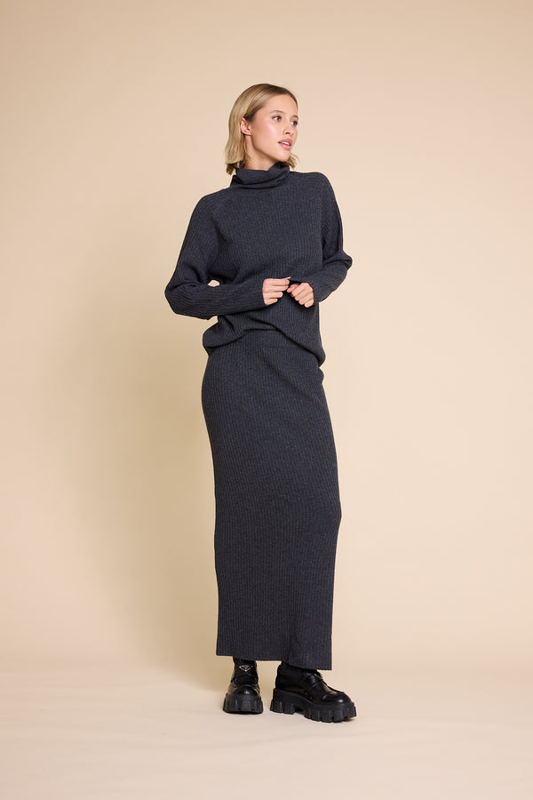 Line Of Oslo Zelda Skirt Knitted skirt Antracite 004