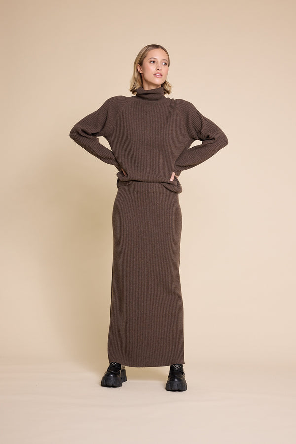 Line Of Oslo Zelda Skirt Knitted skirt Brown 063