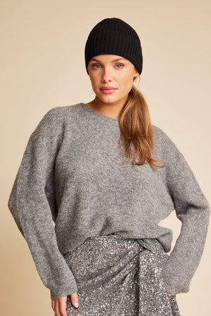 Line Of Oslo Alex Knitted Beanie Hat Black 097