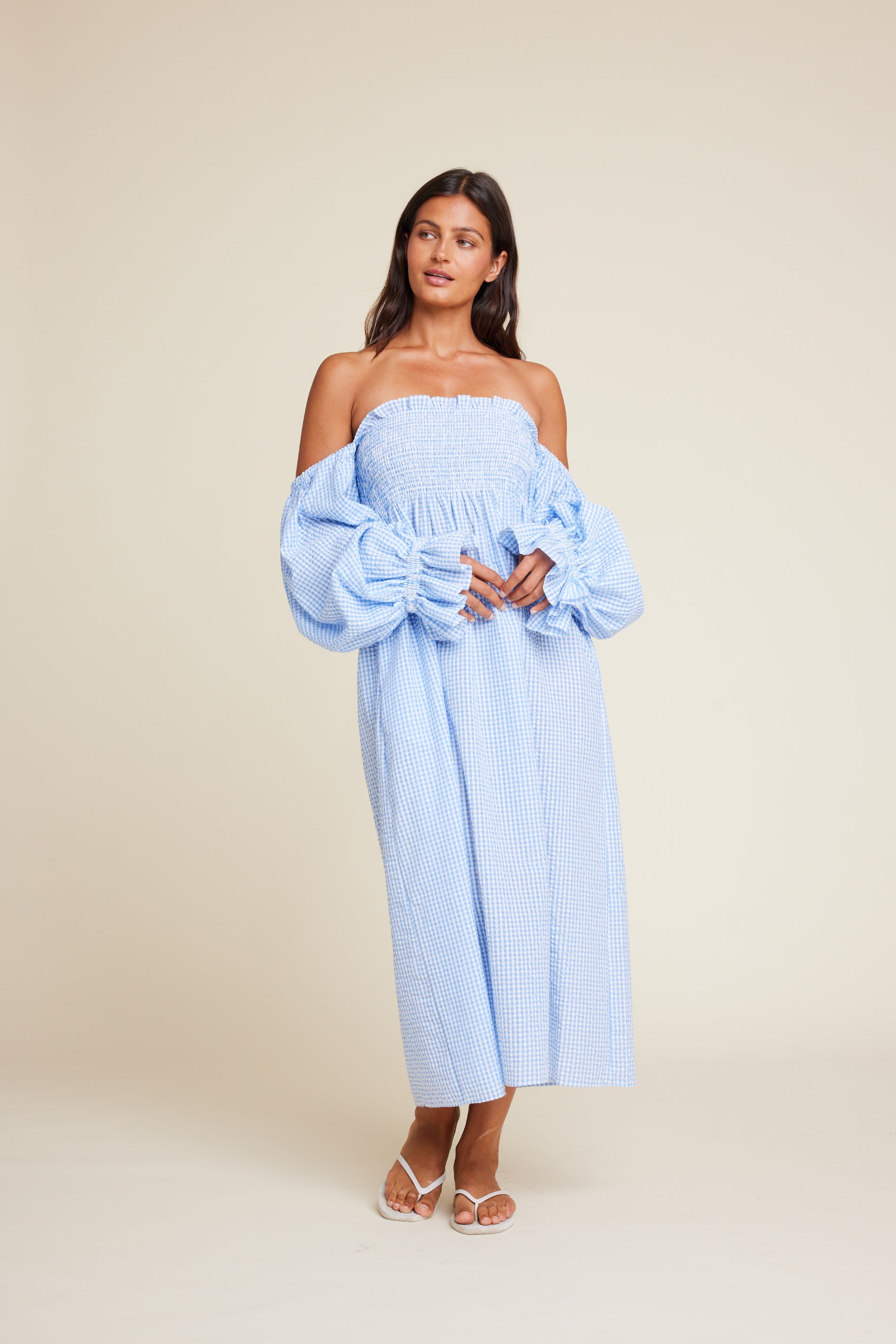 Line of Oslo Alice Check Dress Light Blue / XS Line of Oslo Alice Check Dress Light Blue / XS