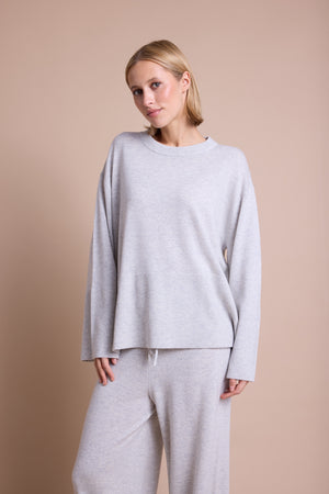 Line Of Oslo Andrea Round Genser  Grey Melange 006