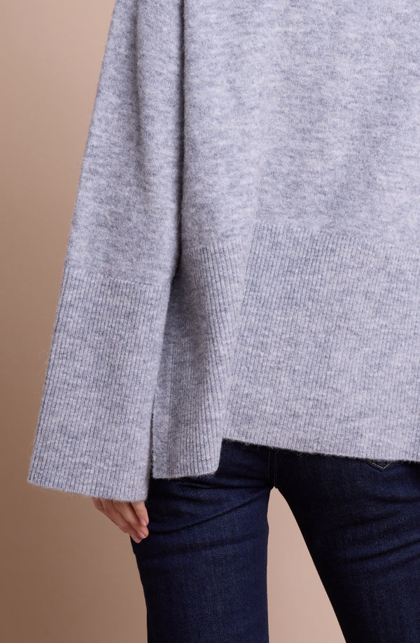 Line Of Oslo Andrea Round Solid Genser  Grey Melange 006