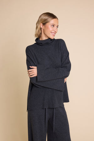 Line Of Oslo Andrea Solid Knitted Sweater Knitted sweater Antracite 004