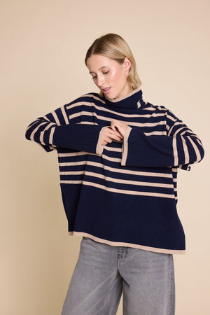 Line Of Oslo Andrea Stripe Knitted Sweater Knitted sweater Blue Stripe 083
