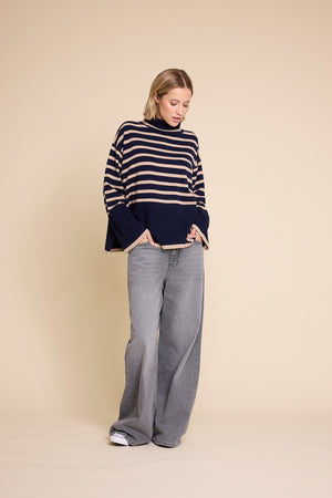 Line Of Oslo Andrea Stripe Knitted Sweater Knitted sweater Blue Stripe 083