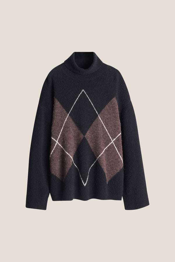Line Of Oslo Andrea Turtle Jacquard Genser  Black/Brown/Creme 200