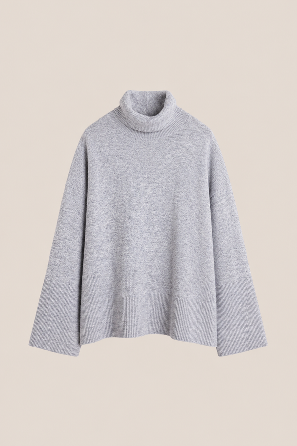 Line Of Oslo Andrea Turtle Solid Genser  Grey Melange 006