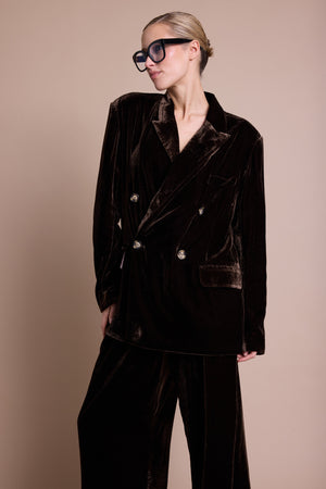Line Of Oslo Andrews Velvet Blazer Blazer Brown 063