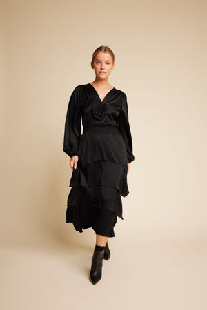 Line Of Oslo Angel Satin Dress Dress Black 097