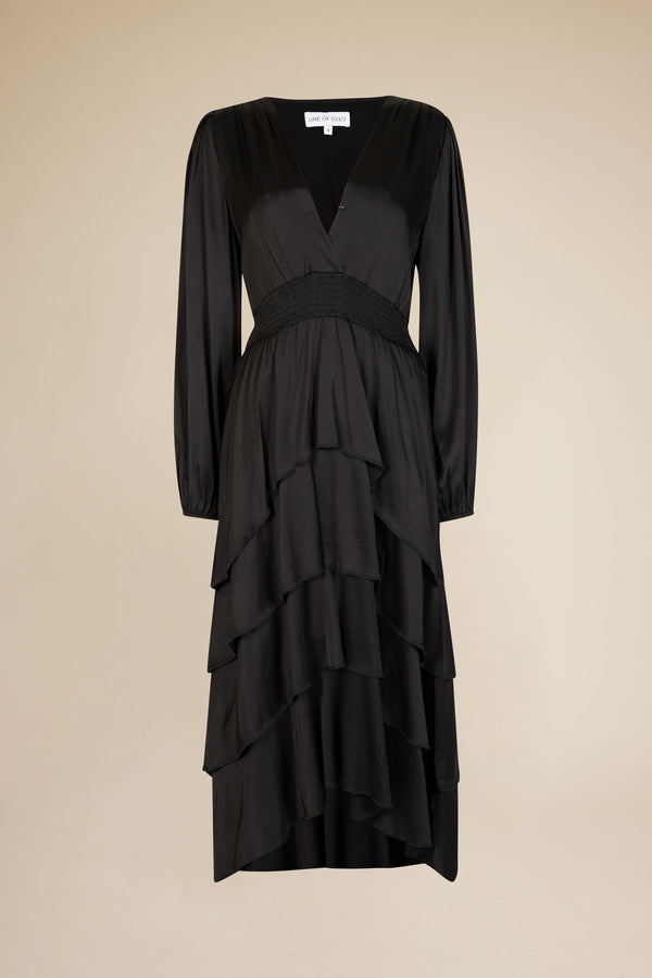 Line Of Oslo Angel Satin Dress Dresses Black 097