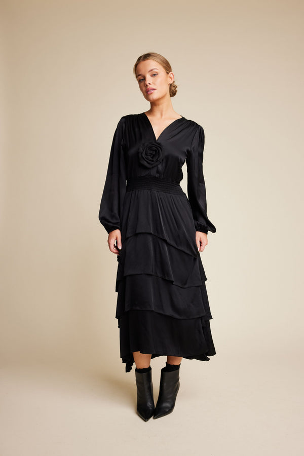 Line Of Oslo Angel Satin Dress Dresses Black 097