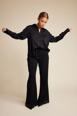 Line Of Oslo Annabel Satin Shirt Shirt Black 097
