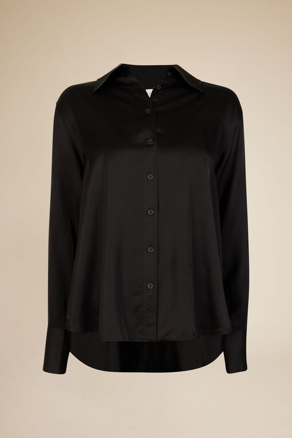 Line Of Oslo Annabel Satin Shirt Shirts Black 097