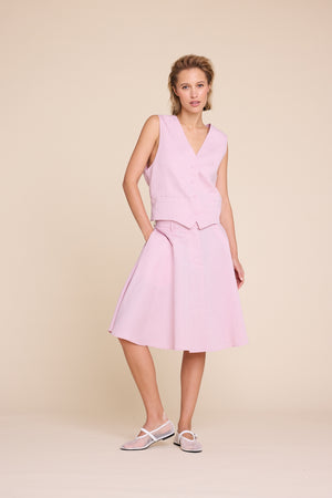 Line Of Oslo Aslaug Linen Skirt Skirt Pink 002