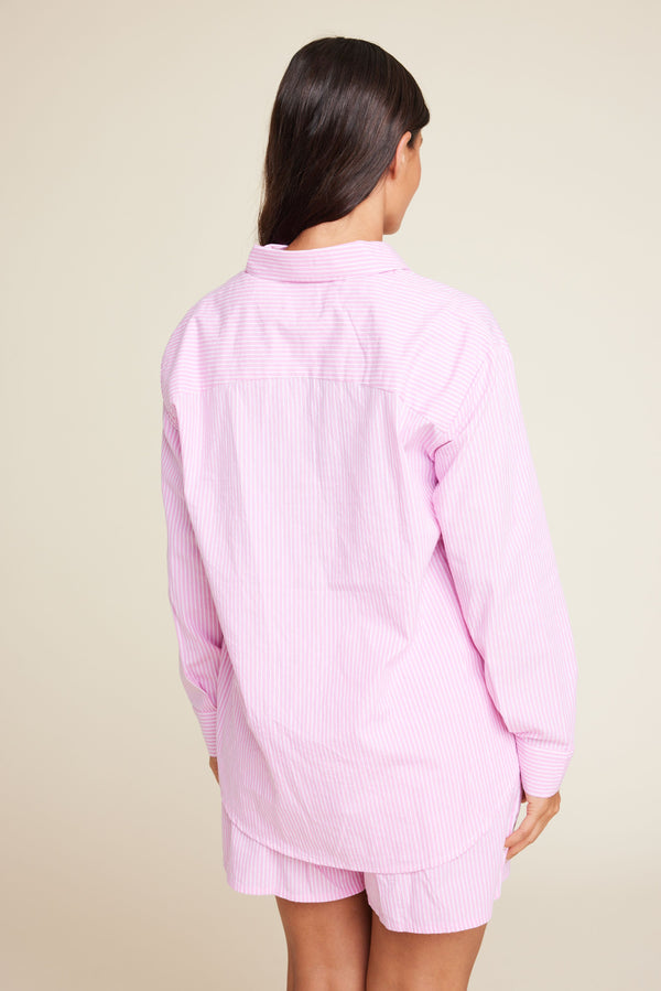 Line Of Oslo Basic Stripe Shirt Top Pink 002