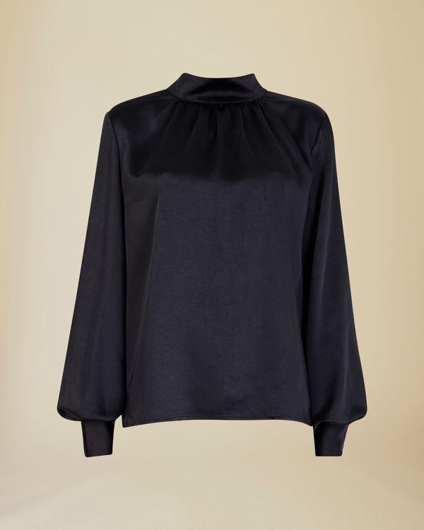 Line Of Oslo Bertine Satin Blouse Blouse Black 097