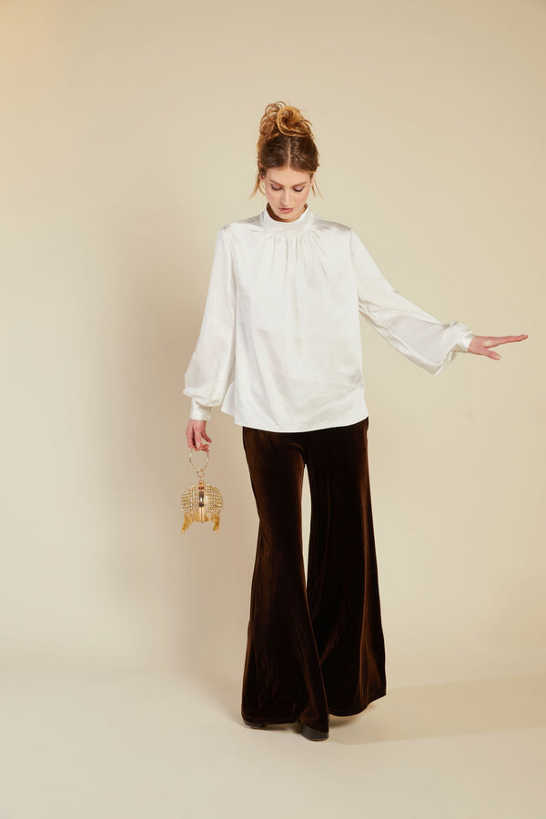 Line Of Oslo Bertine Satin Blouse Blouse White 001