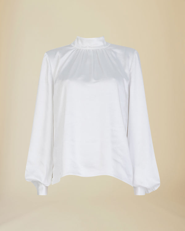 Line Of Oslo Bertine Satin Blouse Blouse White 001