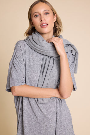 Line Of Oslo Big Scarf Scarf Grey Melange 006