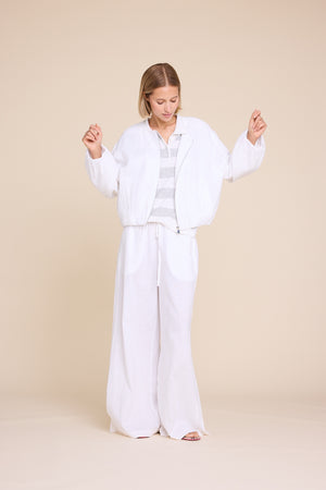 Line Of Oslo Bomber Linen Jacket Jacket White 001