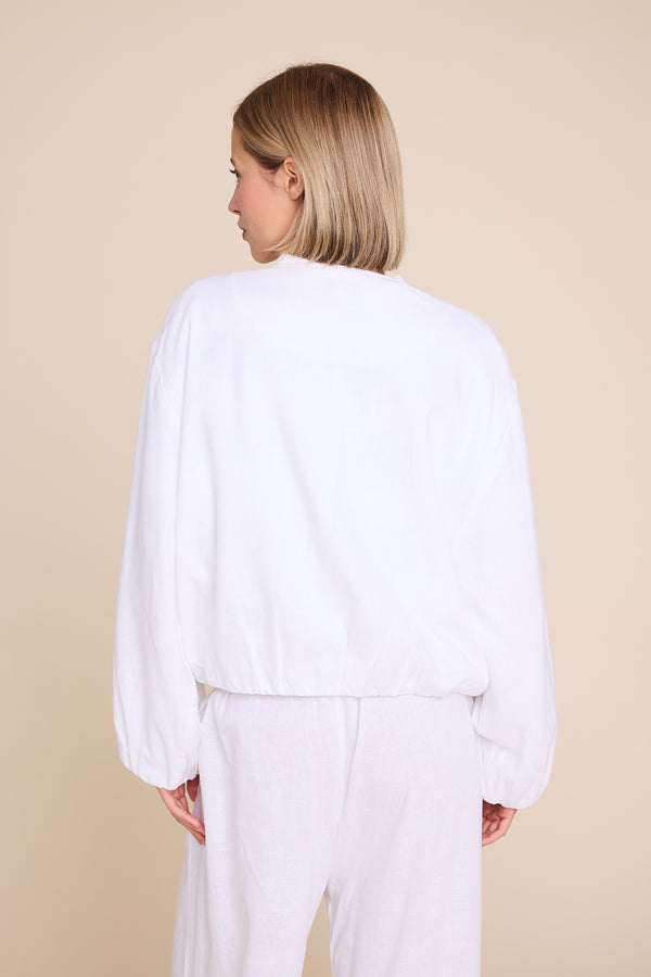 Line Of Oslo Bomber Linen Jacket Jacket White 001