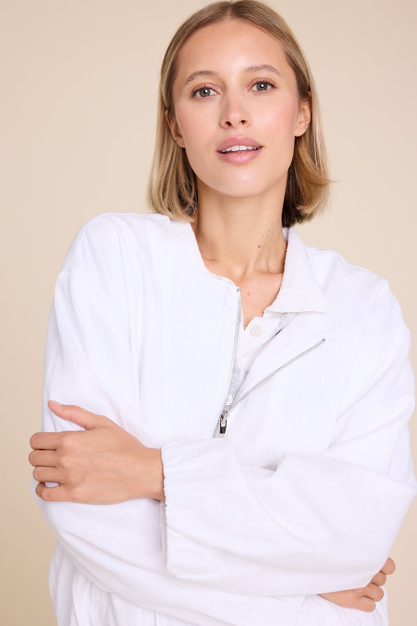 Line Of Oslo Bomber Linen Jacket Jacket White 001