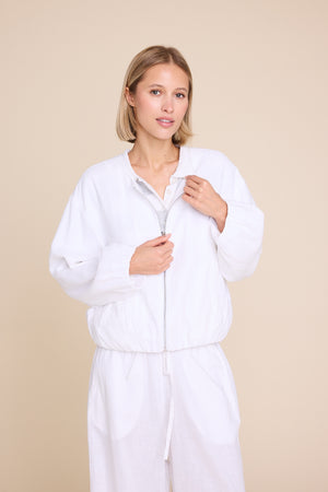 Line Of Oslo Bomber Linen Jacket Jacket White 001