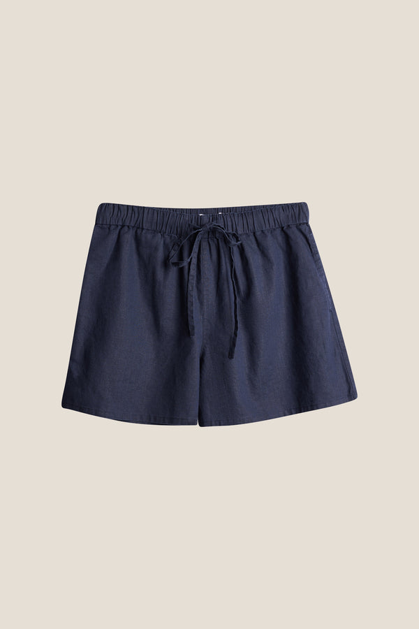 Line Of Oslo Boy Friend Linen Shorts  Dark blue
