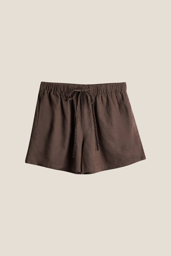 Line Of Oslo Boy Friend Linen Shorts  Dark brown 064