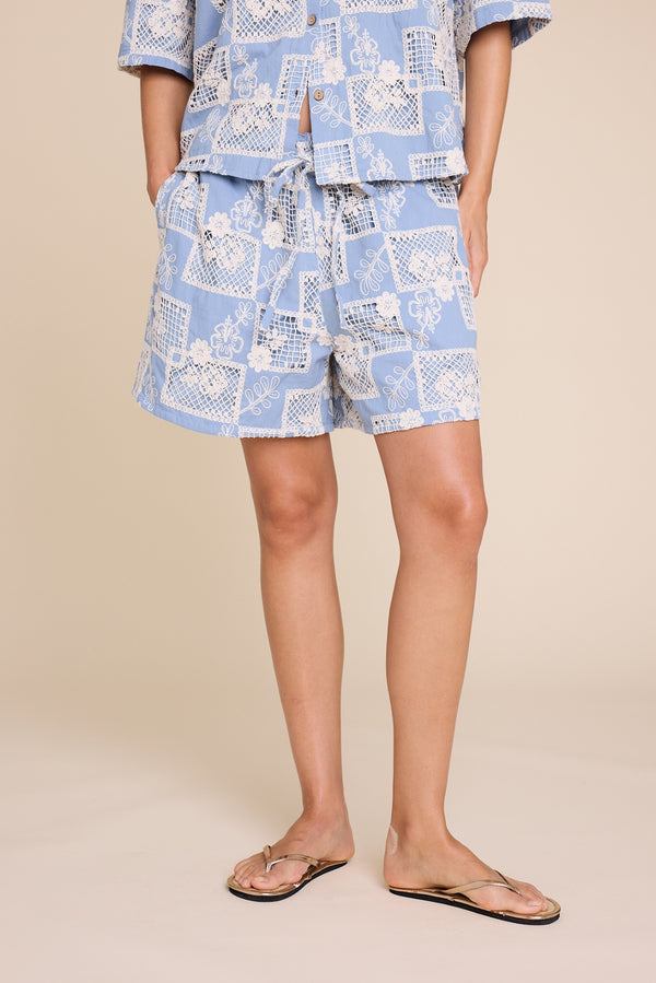 Line Of Oslo Boy Friend Lace Shorts Short Light Blue 003