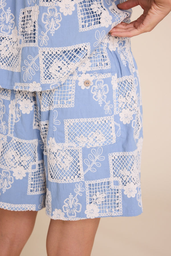 Line Of Oslo Boy Friend Lace Shorts Short Light Blue 003