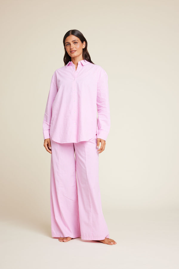 Line Of Oslo Bud Stripe Trousers Trouser Pink 002