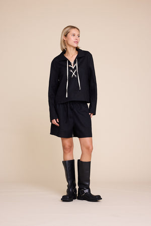 Line Of Oslo Cheyenne Linen Top Top Black 097