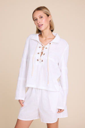 Line Of Oslo Cheyenne Linen Top Top White 001