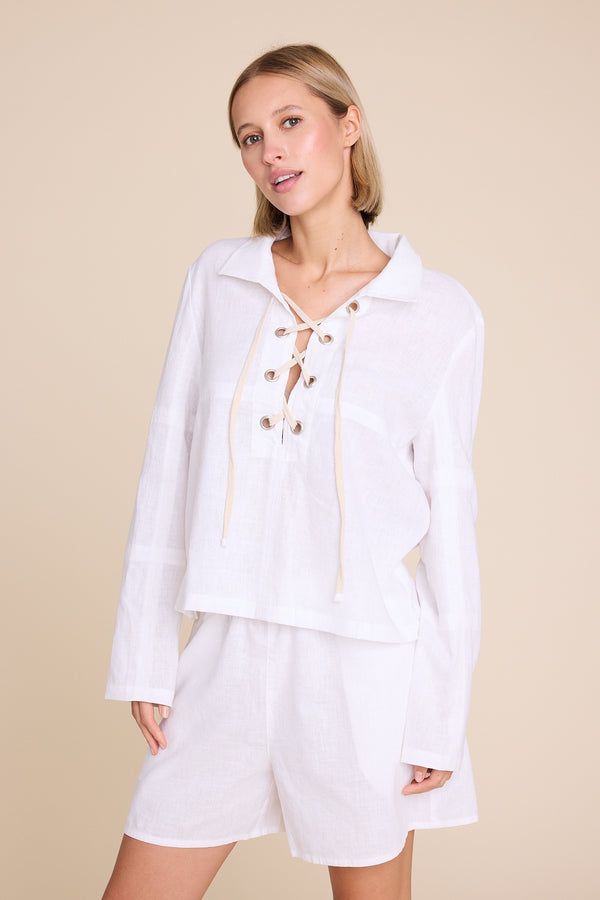 Line Of Oslo Cheyenne Linen Top Top White 001