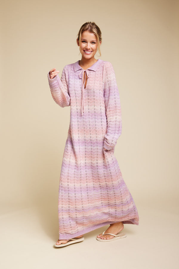 Line Of Oslo Crockett Dress Knitted dresses Pink 002