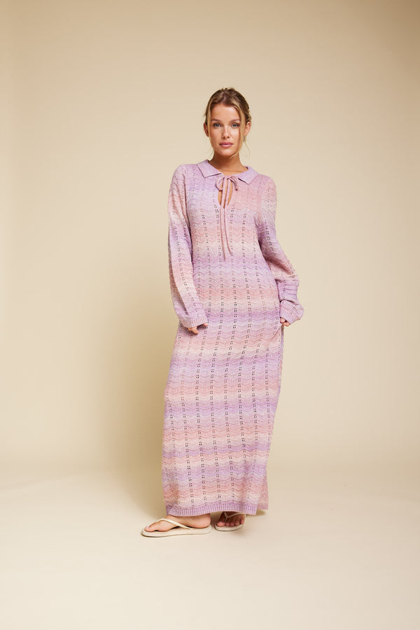 Line Of Oslo Crockett Dress Knitted dresses Pink 002