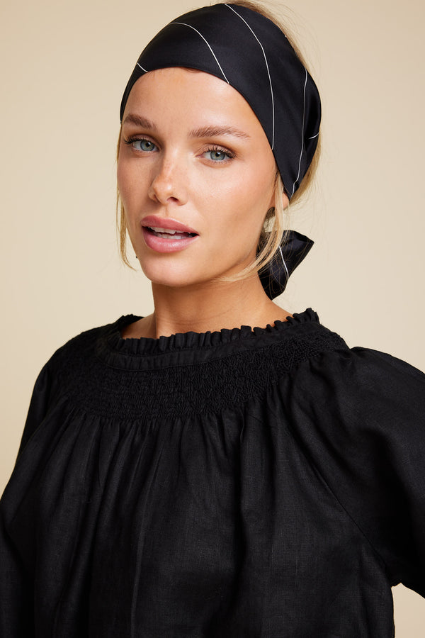 Line Of Oslo Cute Linen Blouse Blouse Black 097